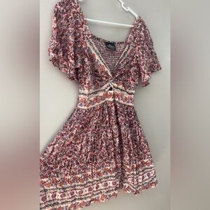 Angie Red and Cream Floral Mini Dress